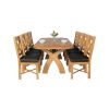 Country Oak 180cm Cross Leg Fixed Oval Table and 8 Grasmere Brown Leather Chairs - 3