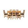 Country Oak 180cm Cross Leg Fixed Oval Table and 8 Grasmere Brown Leather Chairs - 4