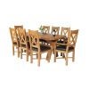 Country Oak 180cm Cross Leg Fixed Oval Table and 8 Grasmere Brown Leather Chairs - 7