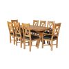 Country Oak 180cm Cross Leg Fixed Oval Table and 8 Grasmere Brown Leather Chairs - 8