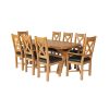 Country Oak 180cm Cross Leg Fixed Oval Table and 8 Grasmere Brown Leather Chairs - 8