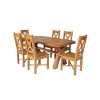 Country Oak 180cm Cross Leg Fixed Oval Table and 6 Grasmere Timber Seat Chairs - 3