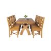 Country Oak 180cm Cross Leg Fixed Oval Table and 8 Grasmere Timber Seat Chairs - 3
