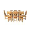 Country Oak 180cm Cross Leg Fixed Oval Table and 8 Grasmere Timber Seat Chairs - 5