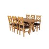Country Oak 180cm Cross Leg Fixed Oval Table 6 Windermere Brown Leather Chairs - 2
