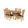 Country Oak 180cm Cross Leg Fixed Oval Table 6 Windermere Brown Leather Chairs - 3