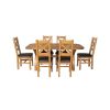 Country Oak 180cm Cross Leg Fixed Oval Table 6 Windermere Brown Leather Chairs - 4