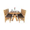 Country Oak 180cm Cross Leg Fixed Oval Table and 8 Windermere Brown Leather Chairs - 3