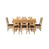 Country Oak 180cm Cross Leg Fixed Oval Table and 8 Windermere Brown Leather Chairs - 4