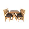 Country Oak 180cm Cross Leg Fixed Oval Table and 8 Windermere Brown Leather Chairs - 8
