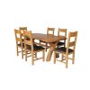 Country Oak 180cm Cross Leg Fixed Oval Table and 6 Chester Brown Leather Chairs - 2
