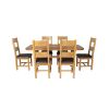 Country Oak 180cm Cross Leg Fixed Oval Table and 6 Chester Brown Leather Chairs - 4
