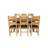Country Oak 180cm Cross Leg Fixed Oval Table and 6 Chester Brown Leather Chairs - 5