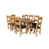 Country Oak 180cm Cross Leg Fixed Oval Table and 8 Chester Brown Leather Chairs - 2