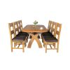 Country Oak 180cm Cross Leg Fixed Oval Table and 8 Chester Brown Leather Chairs - 3