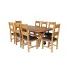 Country Oak 180cm Cross Leg Fixed Oval Table and 8 Chester Brown Leather Chairs - 5
