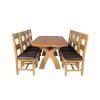 Country Oak 180cm Cross Leg Fixed Oval Table and 8 Chester Brown Leather Chairs - 6