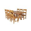 Country Oak 180cm Cross Leg Fixed Oval Table and 6 Chester Timber Seat Chairs - 2