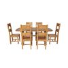 Country Oak 180cm Cross Leg Fixed Oval Table and 6 Chester Timber Seat Chairs - 4