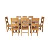 Country Oak 180cm Cross Leg Fixed Oval Table and 8 Chester Timber Seat Chairs - 5