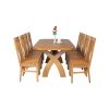 Country Oak 180cm Cross Leg Fixed Oval Table and 8 Chelsea Timber Seat Chairs - 3