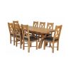 Country Oak 280cm Extending Cross Leg Oval Table and 8 Grasmere Brown Leather Chairs - SPRING MEGA DEAL - 2