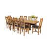 Country Oak 280cm Extending Cross Leg Oval Table and 10 Grasmere Brown Leather Chairs - 2