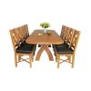 Country Oak 280cm Extending Cross Leg Oval Table and 10 Grasmere Brown Leather Chairs - 4
