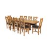 Country Oak 280cm Extending Cross Leg Oval Table and 10 Grasmere Brown Leather Chairs - 5