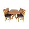Country Oak 280cm Extending Cross Leg Oval Table and 10 Grasmere Brown Leather Chairs - 7