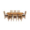 Country Oak 280cm Extending Cross Leg Oval Table and 8 Windermere Brown Leather Chairs - 4