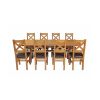 Country Oak 280cm Extending Cross Leg Oval Table and 8 Windermere Brown Leather Chairs - 5