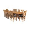 Country Oak 280cm Extending Cross Leg Oval Table and 10 Windermere Brown Leather Chairs - 3
