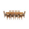 Country Oak 280cm Extending Cross Leg Oval Table and 10 Windermere Brown Leather Chairs - 4