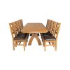 Country Oak 280cm Extending Cross Leg Oval Table and 10 Windermere Brown Leather Chairs - 8
