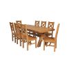 Country Oak 280cm Extending Cross Leg Oval Table and 8 Windermere Timber Seat Chairs - 3
