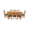 Country Oak 280cm Extending Cross Leg Oval Table and 8 Chester Brown Leather Chairs - SPRING MEGA DEAL - 4