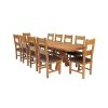 Country Oak 280cm Extending Cross Leg Oval Table and 10 Chester Brown Leather Chairs - 2
