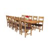 Country Oak 280cm Extending Cross Leg Oval Table and 10 Chester Brown Leather Chairs - 3