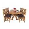 Country Oak 280cm Extending Cross Leg Oval Table and 10 Chester Brown Leather Chairs - 4