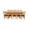 Country Oak 280cm Extending Cross Leg Oval Table and 10 Chester Brown Leather Chairs - 5