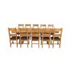 Country Oak 280cm Extending Cross Leg Oval Table and 10 Chester Brown Leather Chairs - 5