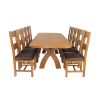 Country Oak 280cm Extending Cross Leg Oval Table and 10 Chester Brown Leather Chairs - 6