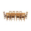 Country Oak 280cm Extending Cross Leg Oval Table and 10 Chester Brown Leather Chairs - 7