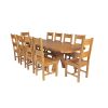 Country Oak 280cm Extending Cross Leg Oval Table and 10 Chester Timber Seat Chairs - 2