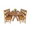 Country Oak 280cm Extending Cross Leg Oval Table and 10 Chester Timber Seat Chairs - 4