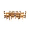 Country Oak 280cm Extending Cross Leg Oval Table and 10 Chester Timber Seat Chairs - 5