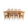 Country Oak 280cm Extending Cross Leg Oval Table and 8 Chelsea Timber Seat Chairs - 5