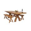 Country Oak 280cm Extending Cross Leg Oval Table and 2 160cm Cross Leg Bench Set - 2