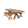 Country Oak 280cm Extending Cross Leg Oval Table and 2 160cm Cross Leg Bench Set - 4